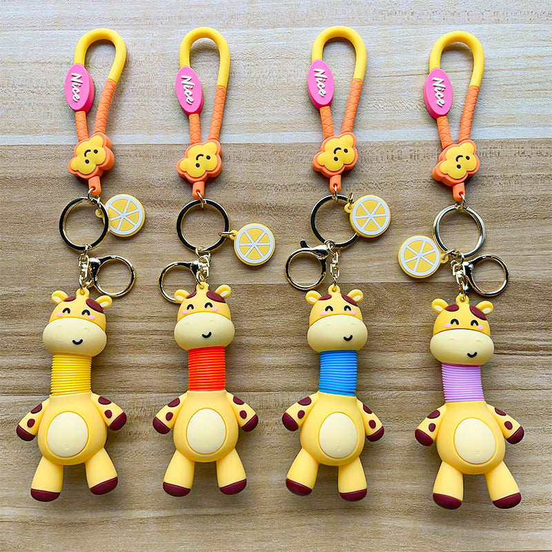 Wholesale Cartoon Doll Telescopic Neck Giraffe Silicone Keychain